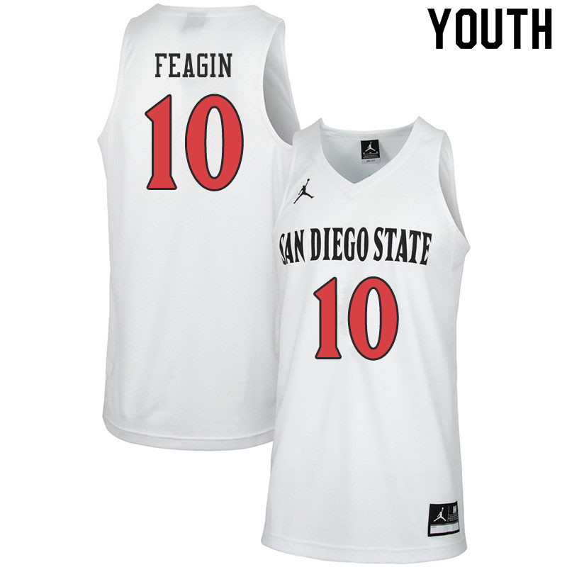 Jordan Brand Youth #10 KJ Feagin San Diego State Aztecs College Basketball Jerseys Sale-White